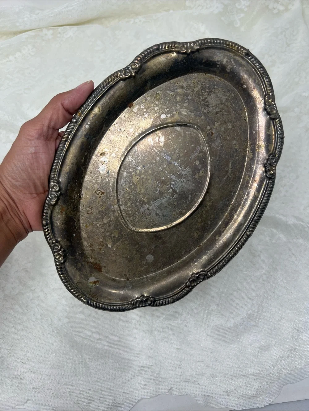 Vintage Silver Plated Gravy Boat with Matching Tray in Patina